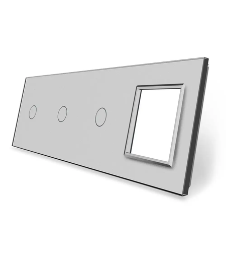 Panou 3 intrerupatoare simple si 1 priza LIVOLO din sticla, gri