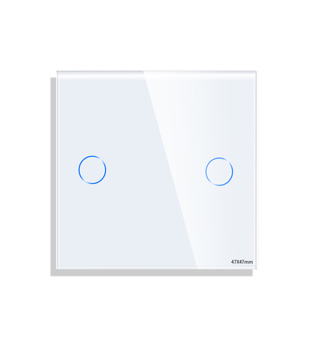 Panou Intrerupator Dublu cu Touch Mini din Sticla LUXION, alb