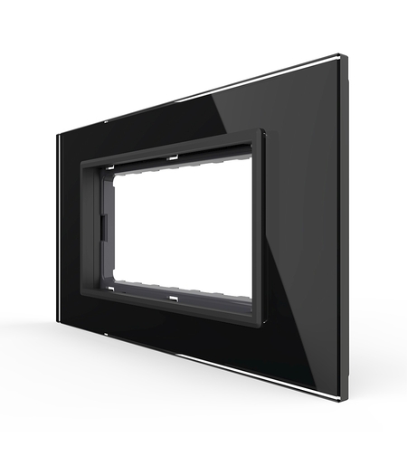 Rama din sticla Livolo standard Italian 4 module - Serie noua, negru