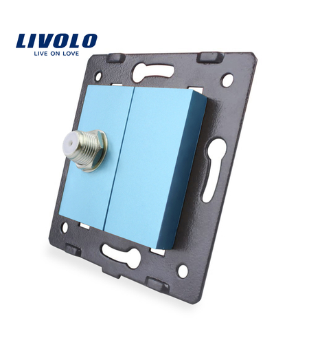 Priza TV satelit Livolo fara rama sticla, albastru