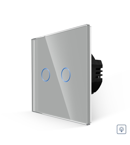 Intrerupator Dublu cu Variator si Touch din Sticla LUXION, gri