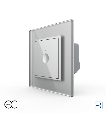 Intrerupator Simplu Cap Scara / Cruce cu Touch LIVOLO cu Rama din Sticla - Protocol Zigbee EC, gri