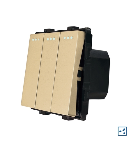 Modul Intrerupator Triplu Cap Scara Mecanic LUXION, auriu