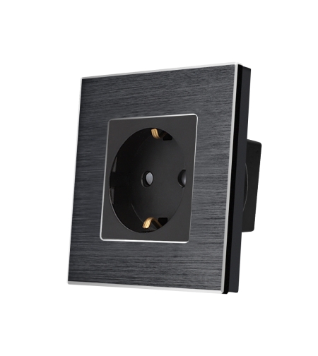 Priza Simpla LUXION cu rama din aluminiu, negru