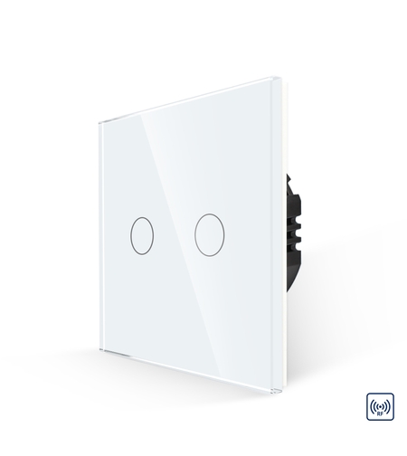 Intrerupator Dublu RF433 cu Touch din Sticla LUXION, alb