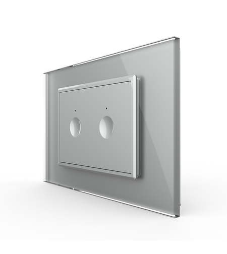 Intrerupator dublu cu touch Livolo cu rama din sticla, standard Italian - Serie noua, gri