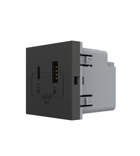 Modul Priza USB-A + USB-C LIVOLO – Serie Noua, negru