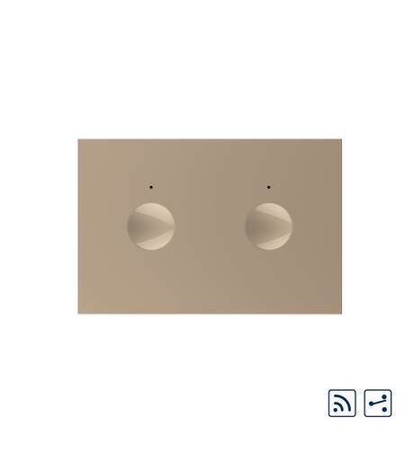Modul intrerupator dublu cap scara / cruce wireless cu touch Livolo standard Italian, Serie noua, auriu