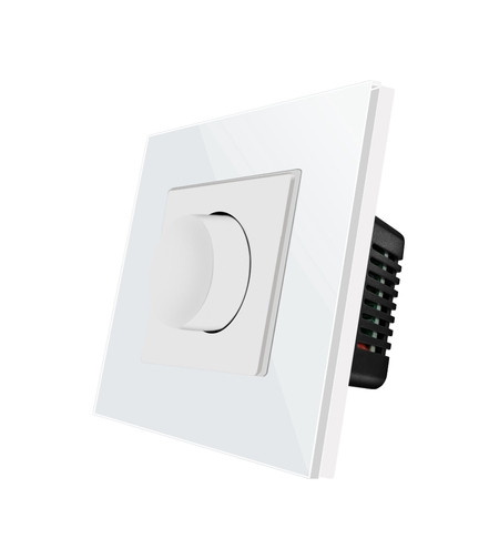 Intrerupator cu Variator Mecanic LUXION cu Rama din Sticla, alb