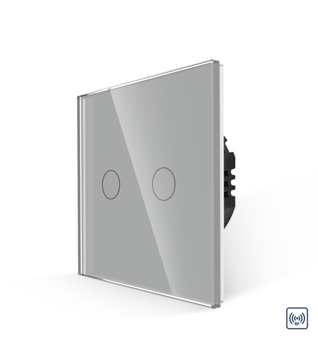 Intrerupator Dublu RF433 cu Touch din Sticla LUXION, gri