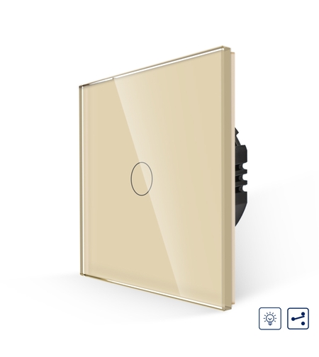 Intrerupator Simplu cu Variator Cap Scara / Cruce cu Touch din Sticla LUXION, auriu