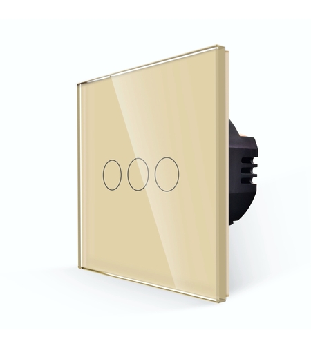 Intrerupator Triplu cu Touch din Sticla LUXION, auriu