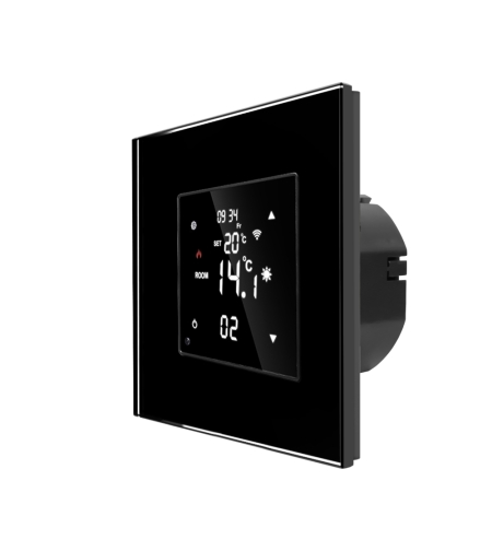 Termostat Wi-Fi pentru incalzirea electrica LUXION cu Rama din Sticla, negru