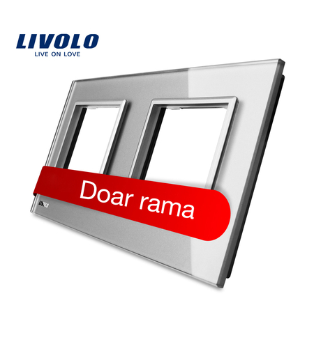 Rama priza dubla Livolo din sticla, gri