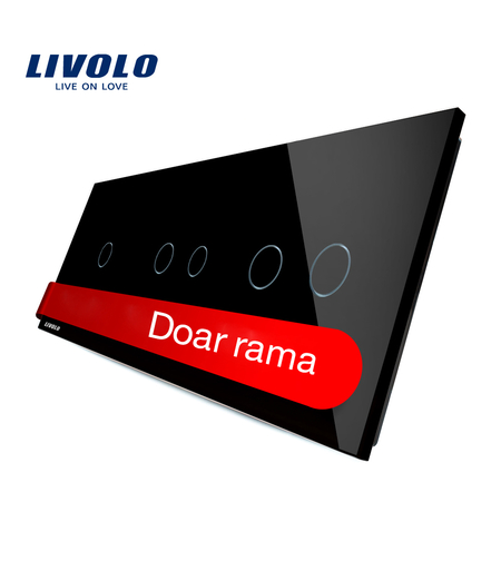 Panou intrerupator simplu+dublu+dublu cu touch LIVOLO din sticla, negru