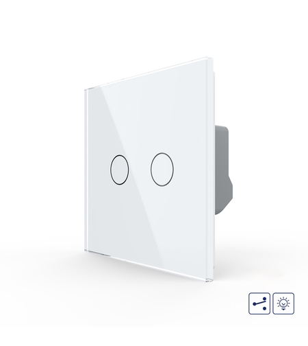 Intrerupator Dublu Cap Scara / Cruce cu Variator si Touch LIVOLO - Serie Noua, alb