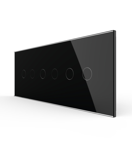 Intrerupator Dublu + Dublu + Dublu cu Touch LIVOLO cu Rama Din Sticla, Standard Italian, 6M, negru