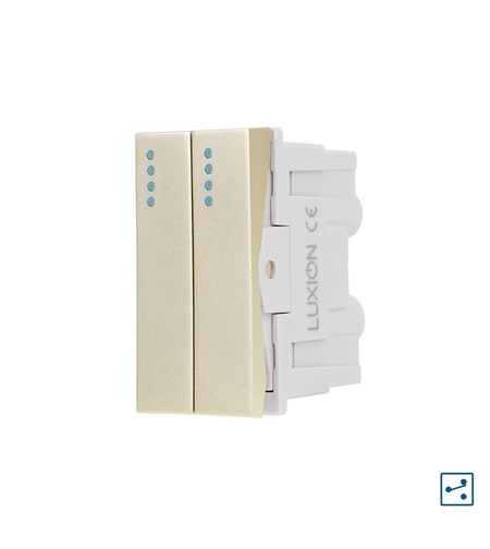 Modul Intrerupator Dublu Cap-Scara Mecanic 2M / 1M LUXION, Standard Italian, auriu