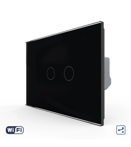 Intrerupator Dublu Cap Scara / Cruce Wi-Fi cu Touch LIVOLO, standard italian, negru