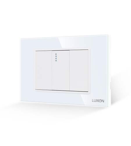 Intrerupator Simplu Mecanic 1M si 2 Taste False LUXION cu Rama din Sticla, Standard Italian, 3M, alb