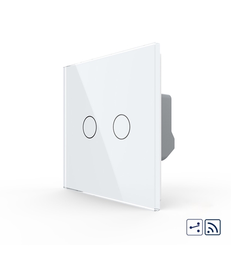 Intrerupator Dublu Cap Scara / Cruce Wireless cu Touch LIVOLO - Serie Noua, alb