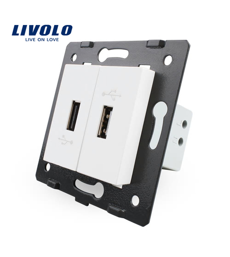 Priza Dubla USB Livolo, alb