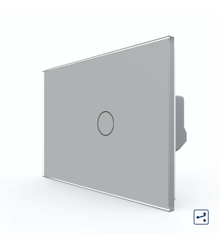 Intrerupator Simplu Cap Scara / Cruce cu Touch LIVOLO din Sticla, Standard Italian, gri