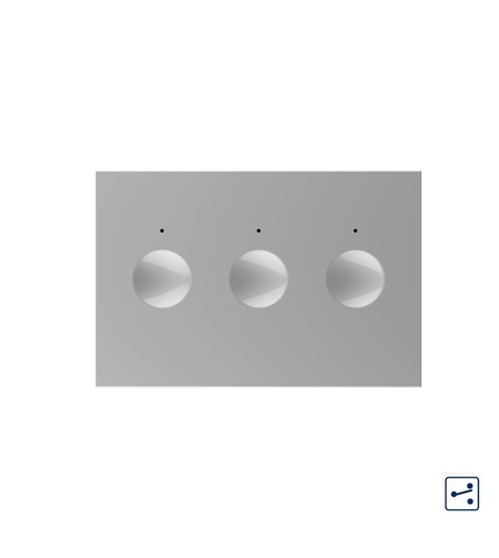 Modul intrerupator triplu cap scara / cap cruce cu touch Livolo standard Italian, Serie noua, gri