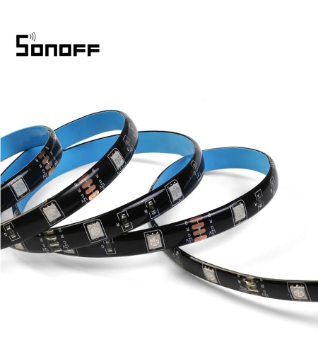 Banda inteligenta Wireless Light Strip LED RGB Sonoff L1, Lungime 2 m, Telecomanda inclusa, Control vocal, Control de pe telefonul mobil