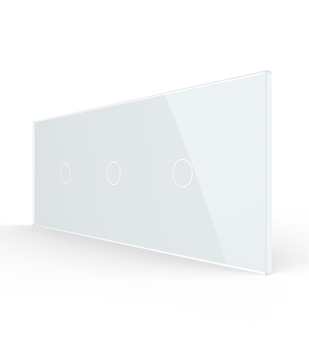 Intrerupator Simplu + Simplu + Simplu cu Touch LIVOLO cu Rama Din Sticla, Standard Italian, 6M, alb