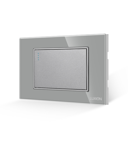 Intrerupator Simplu Mecanic LUXION cu Rama din Sticla, Standard Italian, 3M, gri