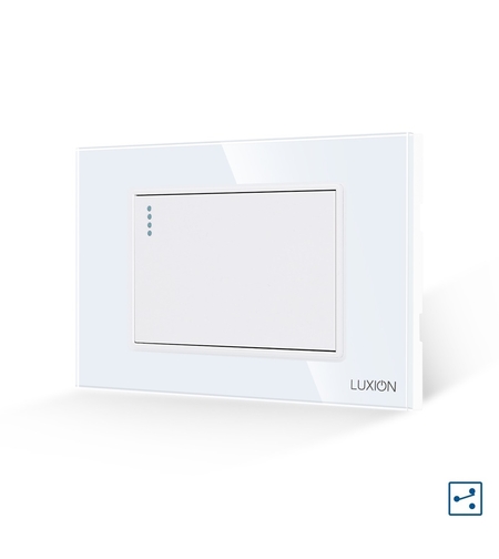 Intrerupator Simplu Cap Scara Mecanic LUXION cu Rama din Sticla, Standard Italian, 3M, alb