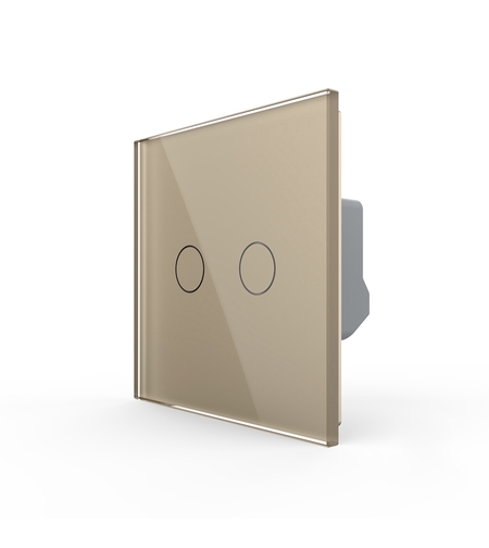 Intrerupator Dublu LIVOLO cu Touch din Sticla Securizata - Serie Noua, auriu