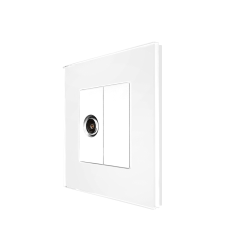 Priza TV cu Rama din Sticla LUXION, alb