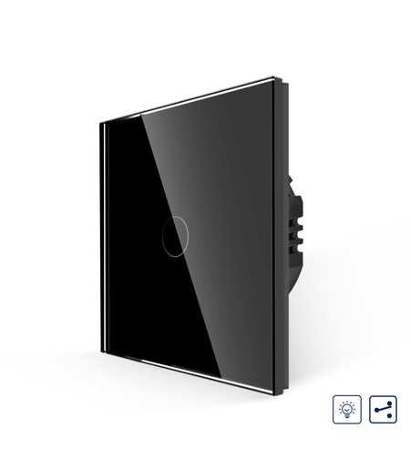 Intrerupator Simplu cu Variator Cap Scara / Cruce cu Touch din Sticla LUXION, negru