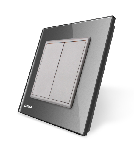 Priza blank/goala Livolo cu rama din sticla, gri