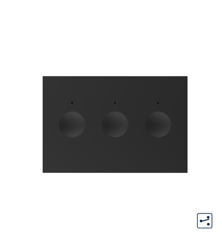 Modul intrerupator triplu cap scara / cap cruce cu touch Livolo standard Italian, Serie noua, negru