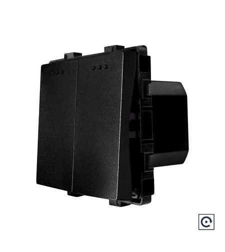Modul Intrerupator Dublu Mecanic cu Reset / Revenire LUXION, negru