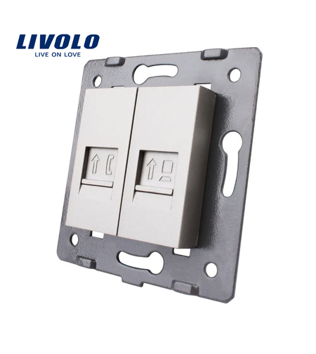 Priza dubla telefon + internet Livolo, gri