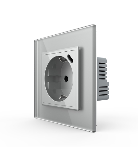 Priza Schuko + USB-C LIVOLO, Standard German - Serie Noua, gri
