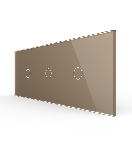 Intrerupator Simplu + Simplu + Simplu cu Touch LIVOLO cu Rama Din Sticla, Standard Italian, 6M, auriu