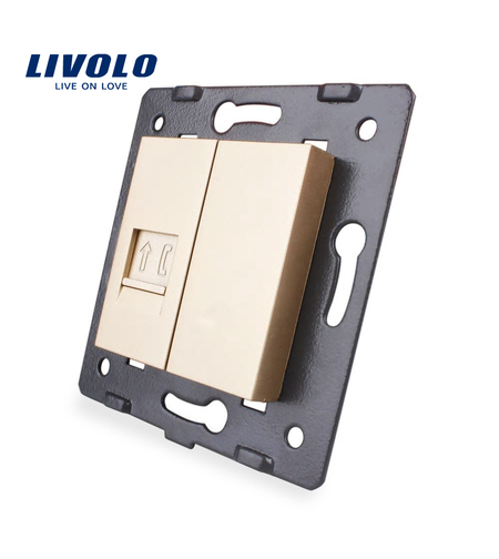 Priza telefon Livolo, auriu