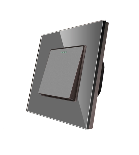 Intrerupator Simplu Mecanic LUXION cu Rama din Sticla, gri