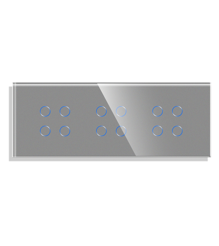 Panou 3 Intrerupatoare Cvadruple cu Touch din Sticla LUXION, gri