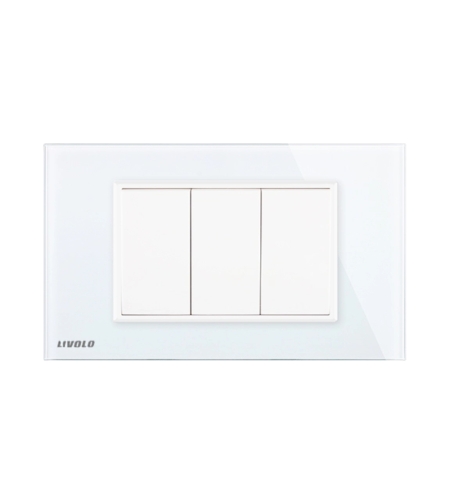 Priza blank - goala Livolo cu rama din sticla - standard italian, alb