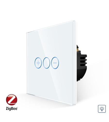 Intrerupator Simplu cu Variator cu Touch din Sticla LUXION, protocol Zigbee, alb