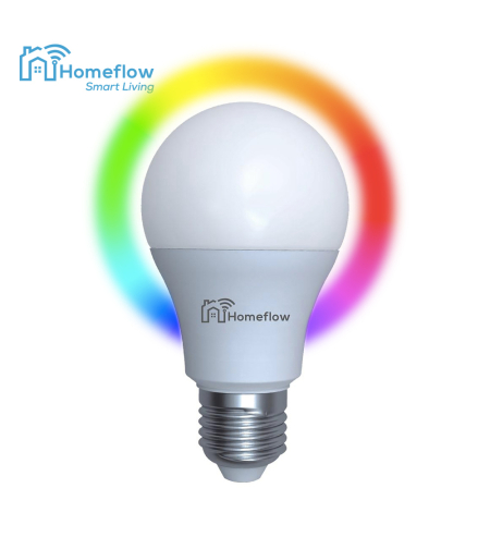 Bec inteligent LED Wireless Homeflow B-5011, E27, 9W (60W), 806lm, RGB, dimabil, Control de pe telefonul mobil