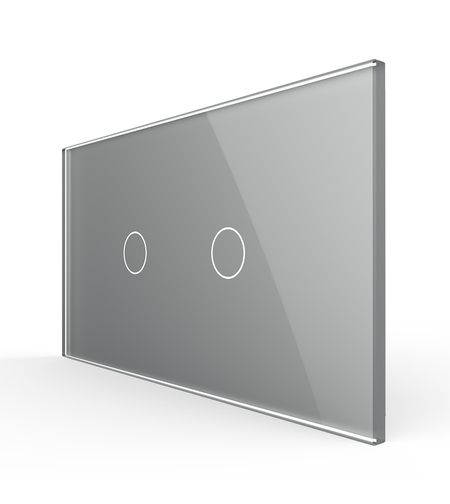 Intrerupator Simplu + Simplu cu Touch LIVOLO cu Rama Din Sticla, Standard Italian, 4M, gri