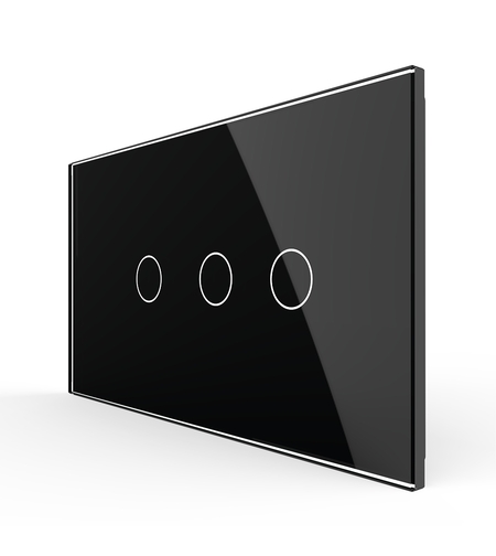 Intrerupator Simplu + Dublu cu Touch LIVOLO cu Rama Din Sticla, Standard Italian, 4M, negru