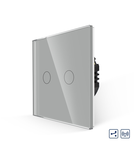Intrerupator Dublu Cap Scara cu Touch din Sticla LUXION, RF433, gri